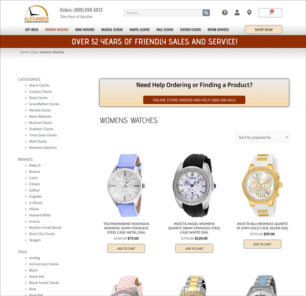 Alexander Clocks and Watches Shop Screenshot
