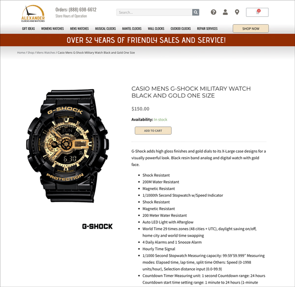 Alexander Clocks and Watches Product Screenshot