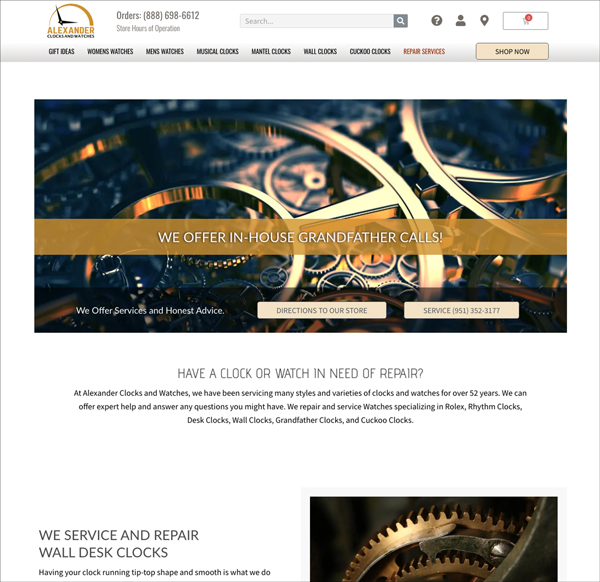 Alexander Clocks and Watches Services Screenshot