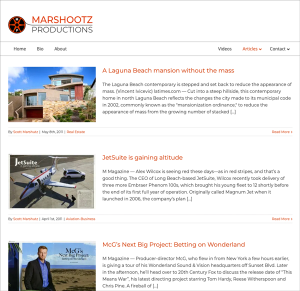 Marshootz Productions Website Blog Screenshot
